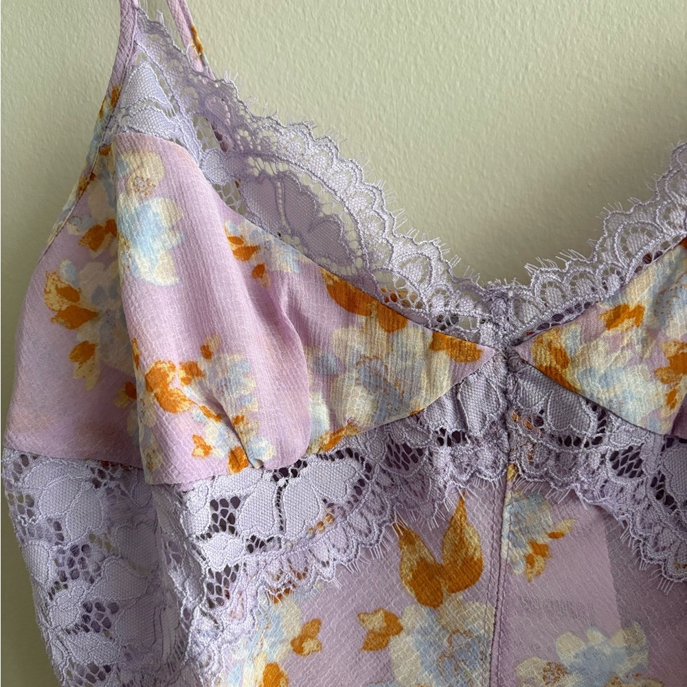 Free People Lavender Floral Lace Bodysuit